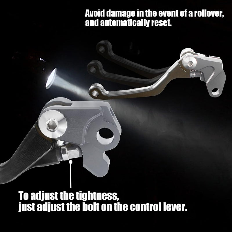 Adsspro Motorcycle Foldable Brake Clutch Lever Handle CNC Aluminum Pivot for RM125 RM250 RM 125 250 1996 1997 1998 1999 2000 2001 2002 2003 96-03 Dirt Pit Bike (Black) - Image 3